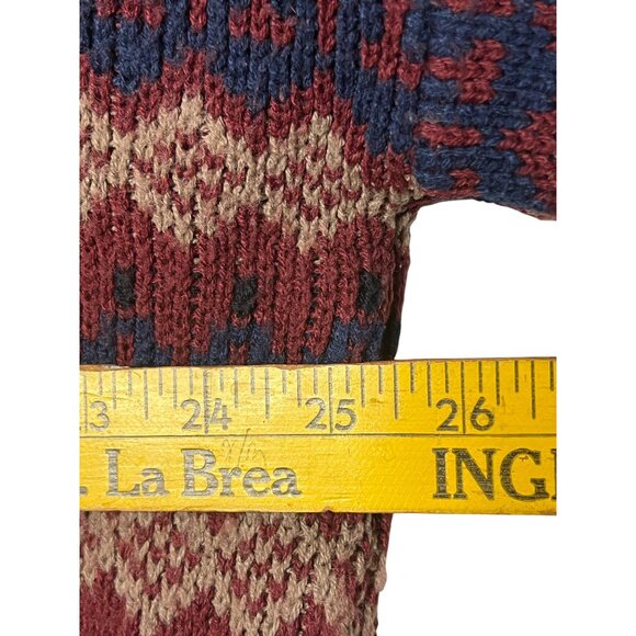 VTG Stoneriver Outfitters Men L Maroon Blue Patterned Crew Sweater Acrylic 80's - Picture 8 of 16